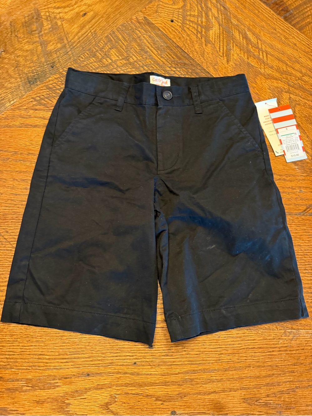 Cat & Jack Black Kids Flat-Front Shorts Sz 8